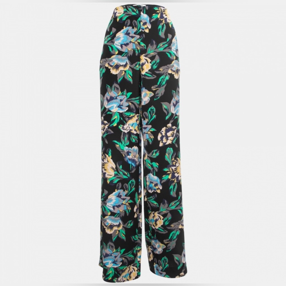 Diane von Furstenberg Wide Leg Dress Pants Benton Black size 6 $368 silk blend